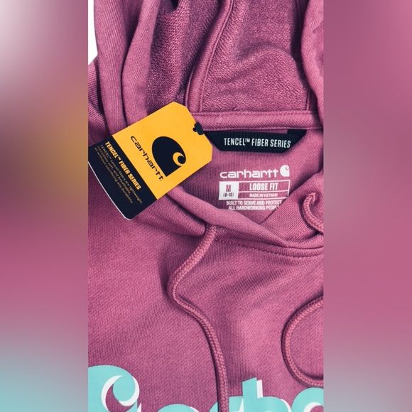 Carhartt Women's Rose Hoodie with Teal Logo - Picture 9 of 13